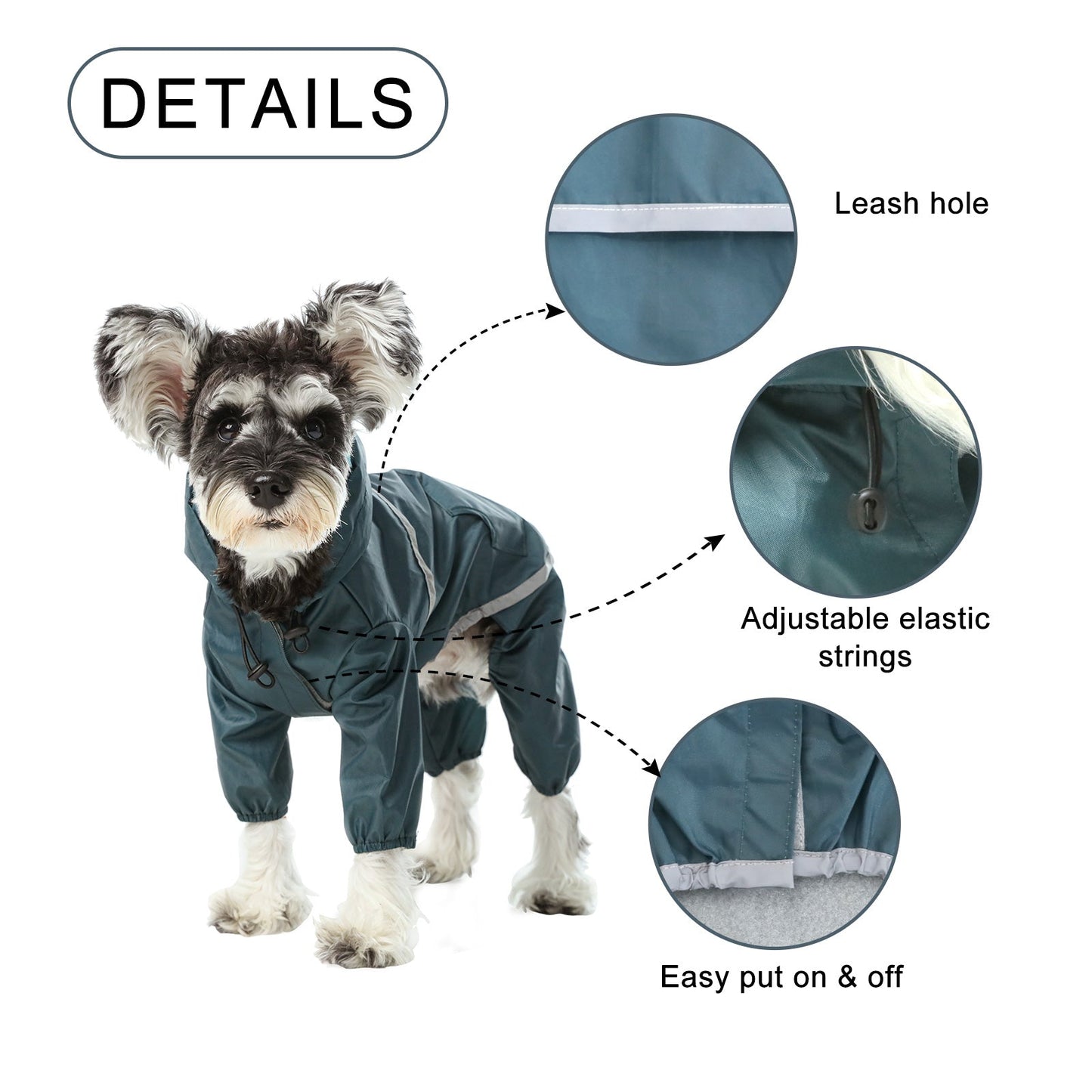 Ultralight Full covered hooded waterproof dog jacket - Blue