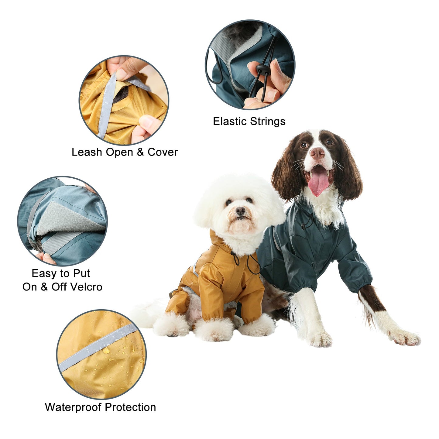 Ultralight Full covered hooded waterproof dog jacket - Blue